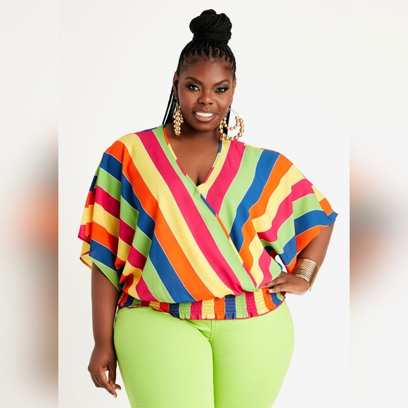 Ashley Stewart Tops - NWT 3X (22/24) ASHLEY STEWART Faux Wrap Striped Blouse